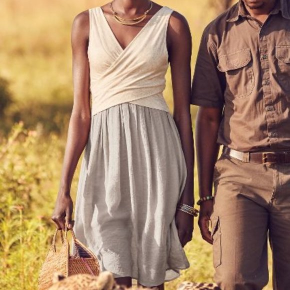 Anthropologie Dresses & Skirts - Anthropologie Amadi Crosswrap Dress Neutral Small